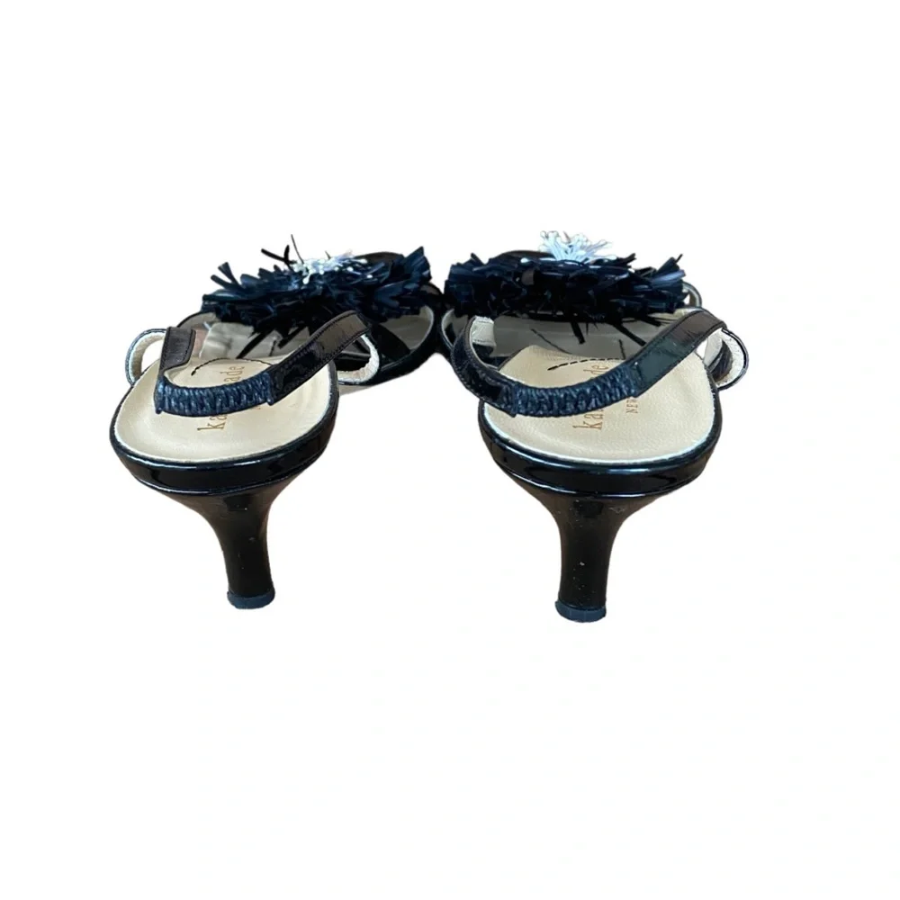 Kate Spade patent strappy kitten heels with flower Size 6.5B